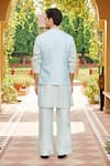 Shop_Contrast By Parth_Blue Silk Embroidery Hunar Bundi Kurta Set _at_Aza_Fashions