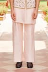 Contrast By Parth_Pink Silk Embroidery Bundi Kurta Set _Online_at_Aza_Fashions
