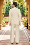 Shop_Contrast By Parth_Beige Silk Embroidery, Metallic Thread Mehr Jacket And Kurta Set _at_Aza_Fashions