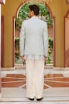 Shop_Contrast By Parth_Blue Silk Embroidery Jacket And Kurta Set _at_Aza_Fashions