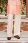 Contrast By Parth_Pink Silk Embroidery Sahiba Bundi Kurta Set _Online_at_Aza_Fashions