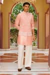 Buy_Contrast By Parth_Pink Silk Embroidery Sahiba Bundi Kurta Set _at_Aza_Fashions