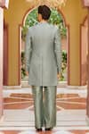 Shop_Contrast By Parth_Green Jacquard, Silk Embroidery Muted Sage Sherwani Pant Set _at_Aza_Fashions