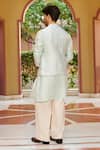 Shop_Contrast By Parth_Blue Silk Zari Embroidered Bundi Kurta Set _at_Aza_Fashions