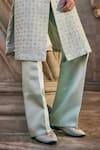 Jigar & Nikita_Mint Silk, Linen, Satin Embroidery Mirage Sherwani Set _Online_at_Aza_Fashions