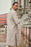 Shop_Jigar & Nikita_Ivory Silk, Chanderi Silk, Linen, Satin Embroidery Wispers Of Wat Sherwani Set _at_Aza_Fashions