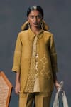 Buy_Arcvsh By Pallavi Singh_Moss Green Discharge Print Shirt _at_Aza_Fashions