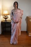 Buy_Shorshe Clothing_Pink Chanderi Zari Stripe Saree _at_Aza_Fashions