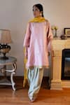 Buy_Shorshe Clothing_Pink Silk, Zari Round Neck Sufi Choga Kurta And Salwar Set _at_Aza_Fashions