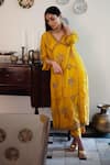Buy_Shorshe Clothing_Yellow Silk Zari V-neck Shalimaar Embroidered Kurta With Pant _at_Aza_Fashions