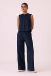 Buy_The Summer House_Hatchi Blue Needlecord Wide Legged Pant _at_Aza_Fashions