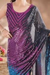 Samyukta Singhania_Black Georgette Sequins Embroidered Saree With Unstitched Blouse Piece _Online_at_Aza_Fashions