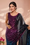 Buy_Samyukta Singhania_Black Georgette Sequins Embroidered Saree With Unstitched Blouse Piece _Online_at_Aza_Fashions