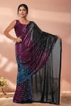 Buy_Samyukta Singhania_Black Georgette Sequins Embroidered Saree With Unstitched Blouse Piece _at_Aza_Fashions