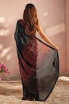 Shop_Samyukta Singhania_Black Georgette Sequins Embroidered Saree With Unstitched Blouse Piece _at_Aza_Fashions