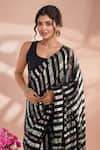 Samyukta Singhania_Black Georgette Sequins Embroidered Saree With Unstitched Blouse Piece _Online_at_Aza_Fashions
