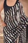 Shop_Samyukta Singhania_Black Georgette Sequins Embroidered Saree With Unstitched Blouse Piece _Online_at_Aza_Fashions