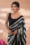Samyukta Singhania_Black Georgette Sequins Embroidered Saree With Unstitched Blouse Piece _Online_at_Aza_Fashions