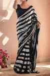 Buy_Samyukta Singhania_Black Georgette Sequins Embroidered Saree With Unstitched Blouse Piece _Online_at_Aza_Fashions