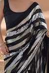 Shop_Samyukta Singhania_Black Georgette Sequins Embroidered Saree With Unstitched Blouse Piece _Online_at_Aza_Fashions
