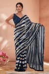 Buy_Samyukta Singhania_Blue Georgette Sequins Embroidered Saree With Unstitched Blouse Piece _Online_at_Aza_Fashions