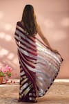 Shop_Samyukta Singhania_Wine Georgette Sequins Embroidered Saree With Unstitched Blouse Piece _at_Aza_Fashions
