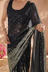 Shop_Samyukta Singhania_Black Georgette Sequins Embroidered Saree With Unstitched Blouse Piece _Online_at_Aza_Fashions