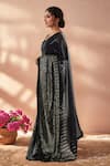 Samyukta Singhania_Black Georgette Sequins Embroidered Saree With Unstitched Blouse Piece _at_Aza_Fashions