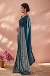 Samyukta Singhania_Blue Georgette Sequins Embroidered Saree With Unstitched Blouse Piece _Online_at_Aza_Fashions