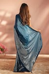 Shop_Samyukta Singhania_Blue Georgette Sequins Embroidered Saree With Unstitched Blouse Piece _at_Aza_Fashions