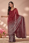 Buy_Samyukta Singhania_Red Georgette Sequins Embroidered Saree With Unstitched Blouse Piece _at_Aza_Fashions