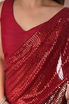 Samyukta Singhania_Red Georgette Sequins Embroidered Saree With Unstitched Blouse Piece _Online_at_Aza_Fashions