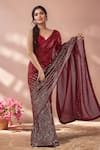 Samyukta Singhania_Red Georgette Sequins Embroidered Saree With Unstitched Blouse Piece _at_Aza_Fashions
