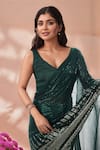Samyukta Singhania_Green Georgette Sequins Embroidered Saree With Unstitched Blouse Piece _Online_at_Aza_Fashions