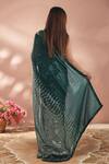 Shop_Samyukta Singhania_Green Georgette Sequins Embroidered Saree With Unstitched Blouse Piece _at_Aza_Fashions
