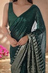 Shop_Samyukta Singhania_Green Georgette Sequins Embroidered Saree With Unstitched Blouse Piece _Online_at_Aza_Fashions