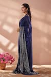 Samyukta Singhania_Blue Georgette Sequins Embroidered Saree With Unstitched Blouse Piece _Online_at_Aza_Fashions
