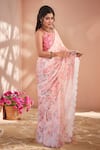 Naintara Bajaj_Multi Color Chinon Mirrors Printed Saree With Unstitched Blouse Piece _Online_at_Aza_Fashions
