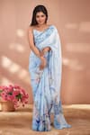 Naintara Bajaj_Multi Color Chinon Mirrors Border Embroidered Saree With Unstitched Blouse Piece _Online_at_Aza_Fashions