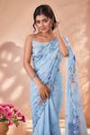 Shop_Naintara Bajaj_Multi Color Chinon Mirrors Border Embroidered Saree With Unstitched Blouse Piece _Online_at_Aza_Fashions