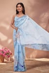Naintara Bajaj_Multi Color Chinon Mirrors Border Embroidered Saree With Unstitched Blouse Piece _at_Aza_Fashions