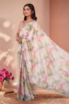 Shop_Samyukta Singhania_Multi Color Chinon Mirrors Border Embroidered Saree With Unstitched Blouse Piece _Online_at_Aza_Fashions