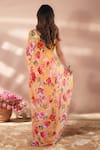 Shop_Samyukta Singhania_Multi Color Chinon Mirrors Border Embroidered Saree With Unstitched Blouse Piece _at_Aza_Fashions