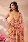 Buy_Samyukta Singhania_Multi Color Chinon Mirrors Border Embroidered Saree With Unstitched Blouse Piece _Online_at_Aza_Fashions