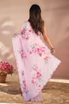 Shop_Naintara Bajaj_Pink Chinon Mirrors Printed Saree With Unstitched Blouse Piece _at_Aza_Fashions