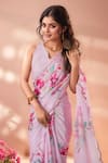 Buy_Naintara Bajaj_Pink Chinon Mirrors Printed Saree With Unstitched Blouse Piece _Online_at_Aza_Fashions
