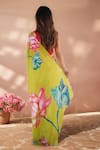 Shop_Naintara Bajaj_Green Chinon Mirrors Printed Saree With Unstitched Blouse Piece _at_Aza_Fashions