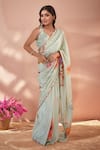 Shop_Naintara Bajaj_Multi Color Chinon Mirrors Printed Saree With Unstitched Blouse Piece _Online_at_Aza_Fashions