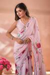 Naintara Bajaj_Multi Color Chinon Mirrors Printed Saree With Unstitched Blouse Piece _at_Aza_Fashions