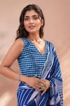 Naintara Bajaj_Multi Color Chinon Mirrors Printed Saree With Unstitched Blouse Piece _Online_at_Aza_Fashions